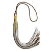 Brown/White Mixed Color Graduation Tassel with Gold Stacked Date Drop by Wholesale Grad Supply