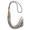 Brown/White Mixed Color Graduation Tassel with Gold Stacked Date Drop by Wholesale Grad Supply