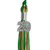 Green/Antique Gold Mixed Color Graduation Tassel with Silver Bling Charm by Wholesale Grad Supply