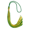 Green/Gold Mixed Color Graduation Tassel with Gold Stacked Date Drop by Wholesale Grad Supply