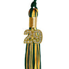 Hunter Green/Gold Mixed Color Graduation Tassel with Gold Bling Charm by Wholesale Grad Supply