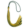 Hunter Green/Gold Mixed Color Graduation Tassel with Gold Stacked Date Drop by Wholesale Grad Supply