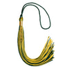 Hunter Green/Gold Mixed Color Graduation Tassel with Gold Stacked Date Drop by Wholesale Grad Supply