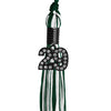 Hunter Green/White Mixed Color Graduation Tassel with Black Bling Charm by Wholesale Grad Supply