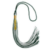 Hunter Green/White Mixed Color Graduation Tassel with Gold Stacked Date Drop by Wholesale Grad Supply