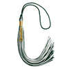 Hunter Green/White Mixed Color Graduation Tassel with Gold Stacked Date Drop by Wholesale Grad Supply