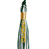 Hunter Green/White Mixed Color Graduation Tassel with Gold Stacked Date Drop by Wholesale Grad Supply