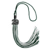 Hunter Green/White Mixed Color Graduation Tassel with Black Bling Charm by Wholesale Grad Supply