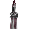 Maroon/Silver Mixed Color Graduation Tassel with Black Bling Charm by Wholesale Grad Supply