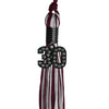 Maroon/Silver Mixed Color Graduation Tassel with Black Bling Charm by Wholesale Grad Supply