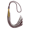 Maroon/Silver Mixed Color Graduation Tassel with Gold Stacked Date Drop by Wholesale Grad Supply
