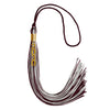 Maroon/Silver Mixed Color Graduation Tassel with Gold Stacked Date Drop by Wholesale Grad Supply