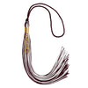 Maroon/White Mixed Color Graduation Tassel with Gold Stacked Date Drop by Wholesale Grad Supply