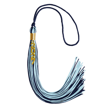 Navy Blue/Light Blue Mixed Color Graduation Tassel with Gold Stacked Date Drop by Wholesale Grad Supply