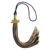 Navy Blue/Antique Gold Mixed Color Graduation Tassel with Gold Date Drop by Wholesale Grad Supply