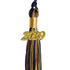 Navy Blue/Antique Gold Mixed Color Graduation Tassel with Gold Date Drop by Wholesale Grad Supply