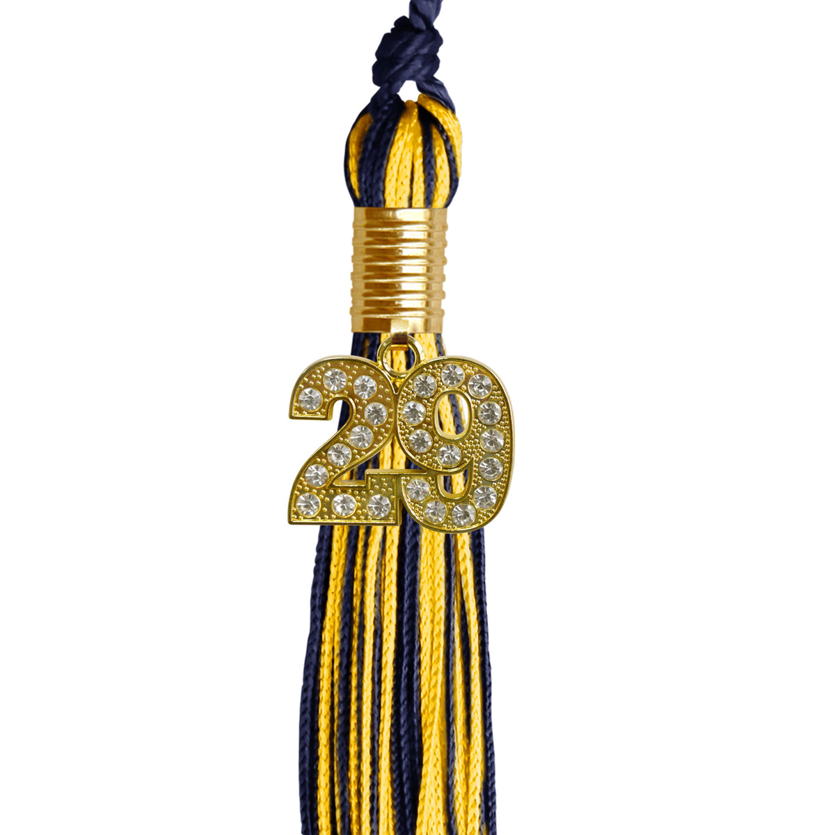 Navy Blue/Gold Mixed Color Graduation Tassel with Gold Bling Charm by Wholesale Grad Supply