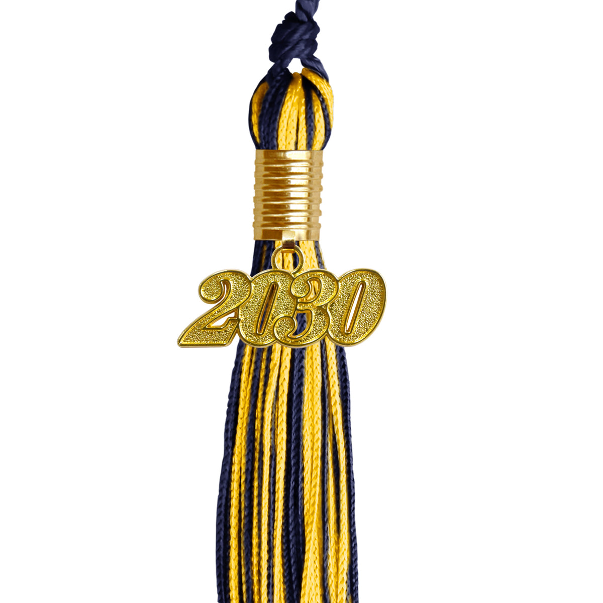 Navy Blue/Gold Mixed Color Graduation Tassel with Gold Date Drop by Wholesale Grad Supply