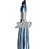 Navy Blue/Light Blue Mixed Color Graduation Tassel with Silver Date Drop by Wholesale Grad Supply