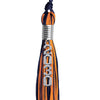 Navy Blue/Orange Mixed Color Graduation Tassel with Stacked Silver Date Drop by Wholesale Grad Supply