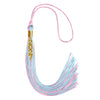 Pink/Light Blue Mixed Color Graduation Tassel with Gold Stacked Date Drop by Wholesale Grad Supply