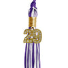 Purple/White Mixed Color Graduation Tassel with Gold Bling Charm by Wholesale Grad Supply