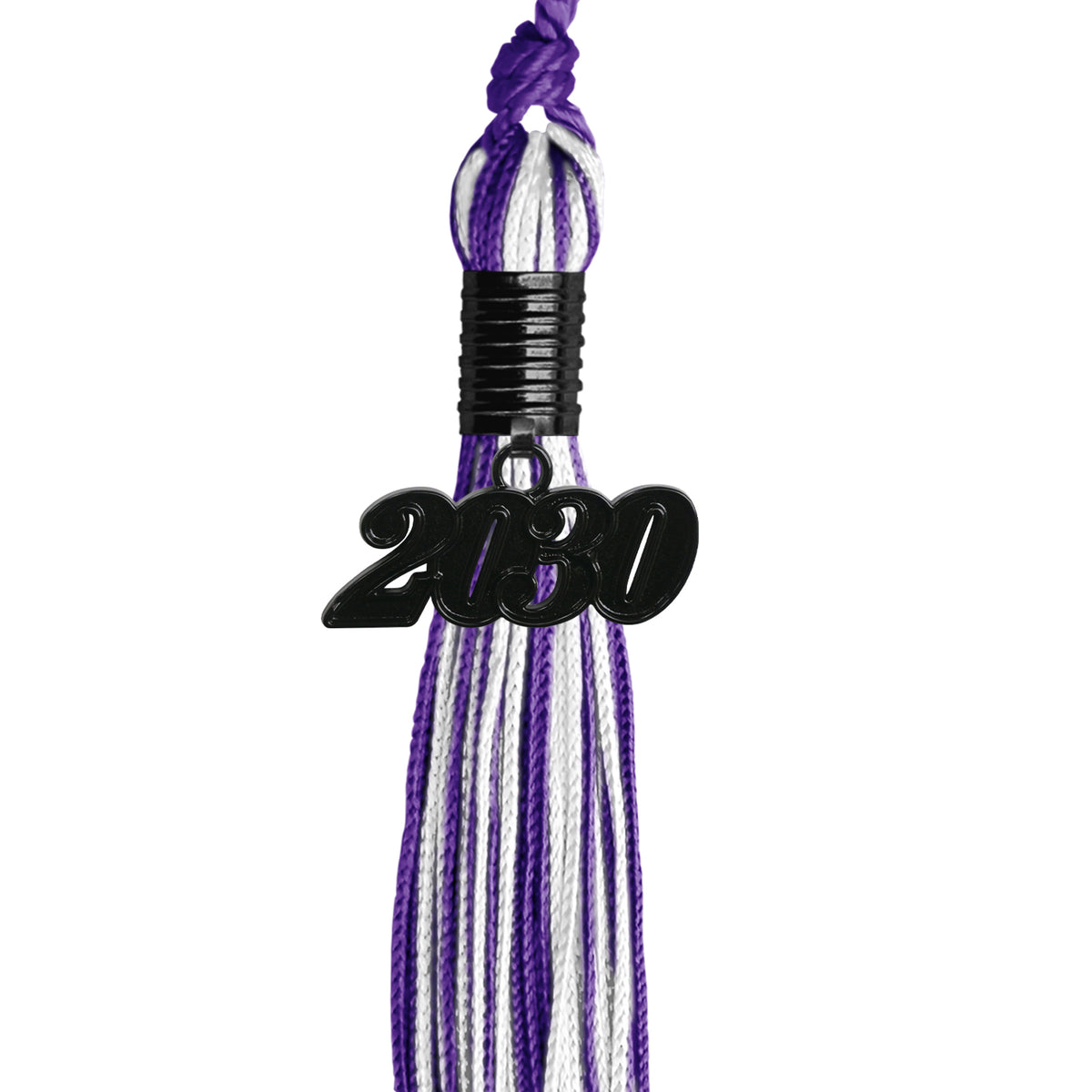 Purple/White Mixed Color Graduation Tassel with Black Date Drop by Wholesale Grad Supply
