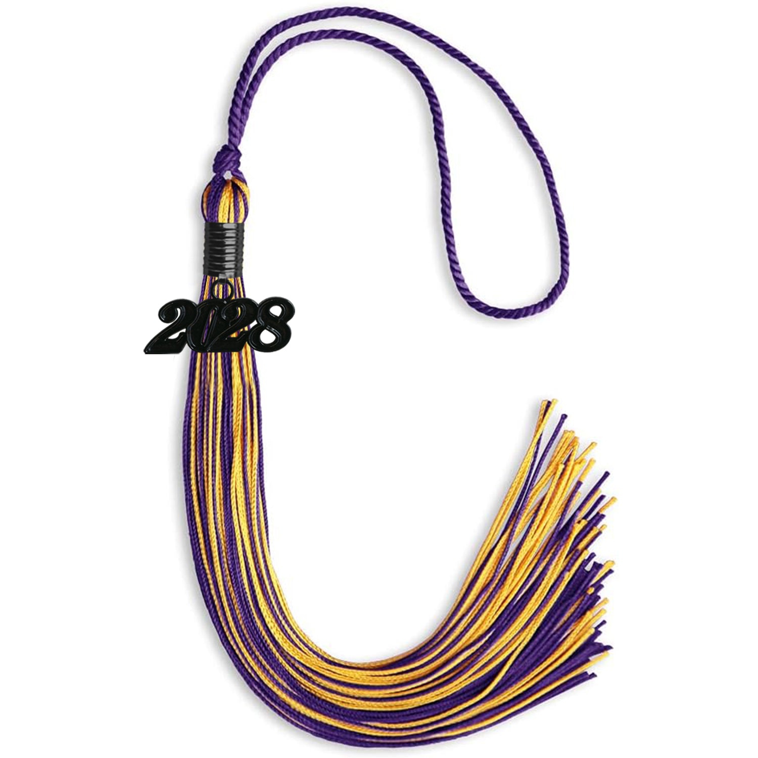 Purple/Gold Mixed Color Graduation Tassel with Black Date Drop by Wholesale Grad Supply