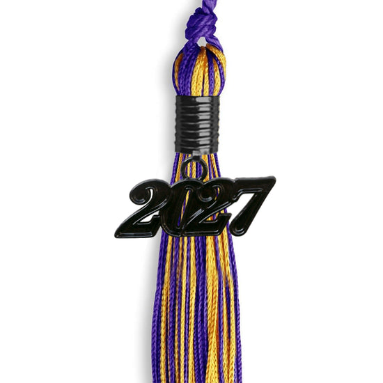 Purple/Gold Mixed Color Graduation Tassel with Black Date Drop by Wholesale Grad Supply