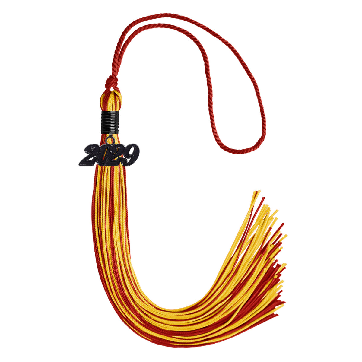 Red/Gold Mixed Color Graduation Tassel with Black Date Drop by Wholesale Grad Supply