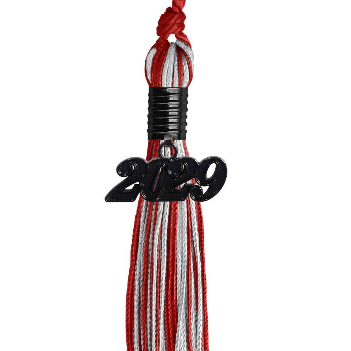 Red/Silver Mixed Color Graduation Tassel with Black Date Drop by Wholesale Grad Supply