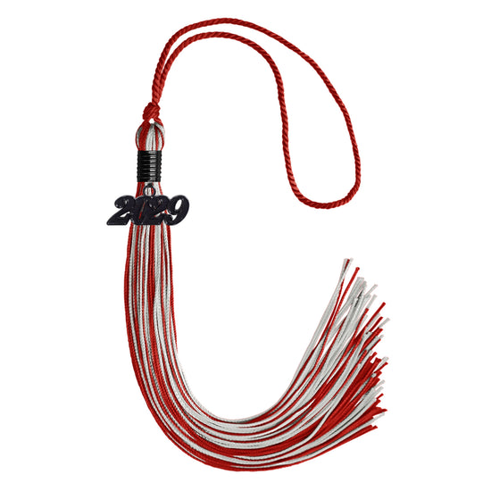 Red/Silver Mixed Color Graduation Tassel with Black Date Drop by Wholesale Grad Supply