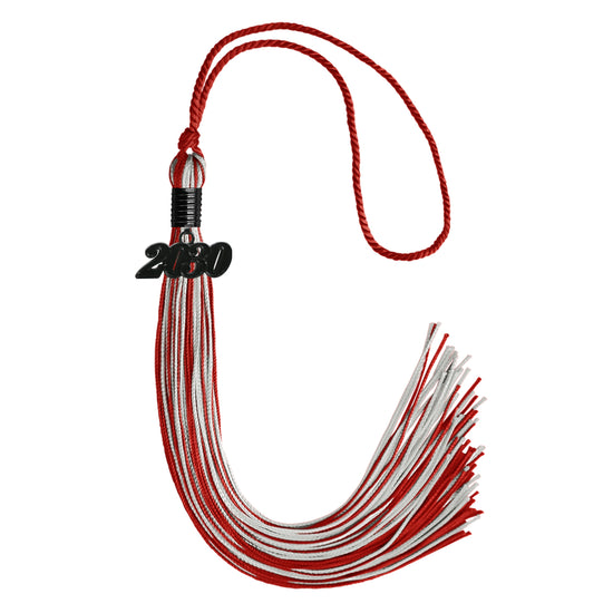 Red/Silver Mixed Color Graduation Tassel with Black Date Drop by Wholesale Grad Supply