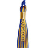 Royal Blue/Gold Mixed Color Graduation Tassel with Gold Stacked Date Drop by Wholesale Grad Supply