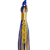 Royal Blue/Gold Mixed Color Graduation Tassel with Gold Stacked Date Drop by Wholesale Grad Supply