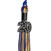 Royal Blue/Gold Mixed Color Graduation Tassel with Black Bling Charm by Wholesale Grad Supply