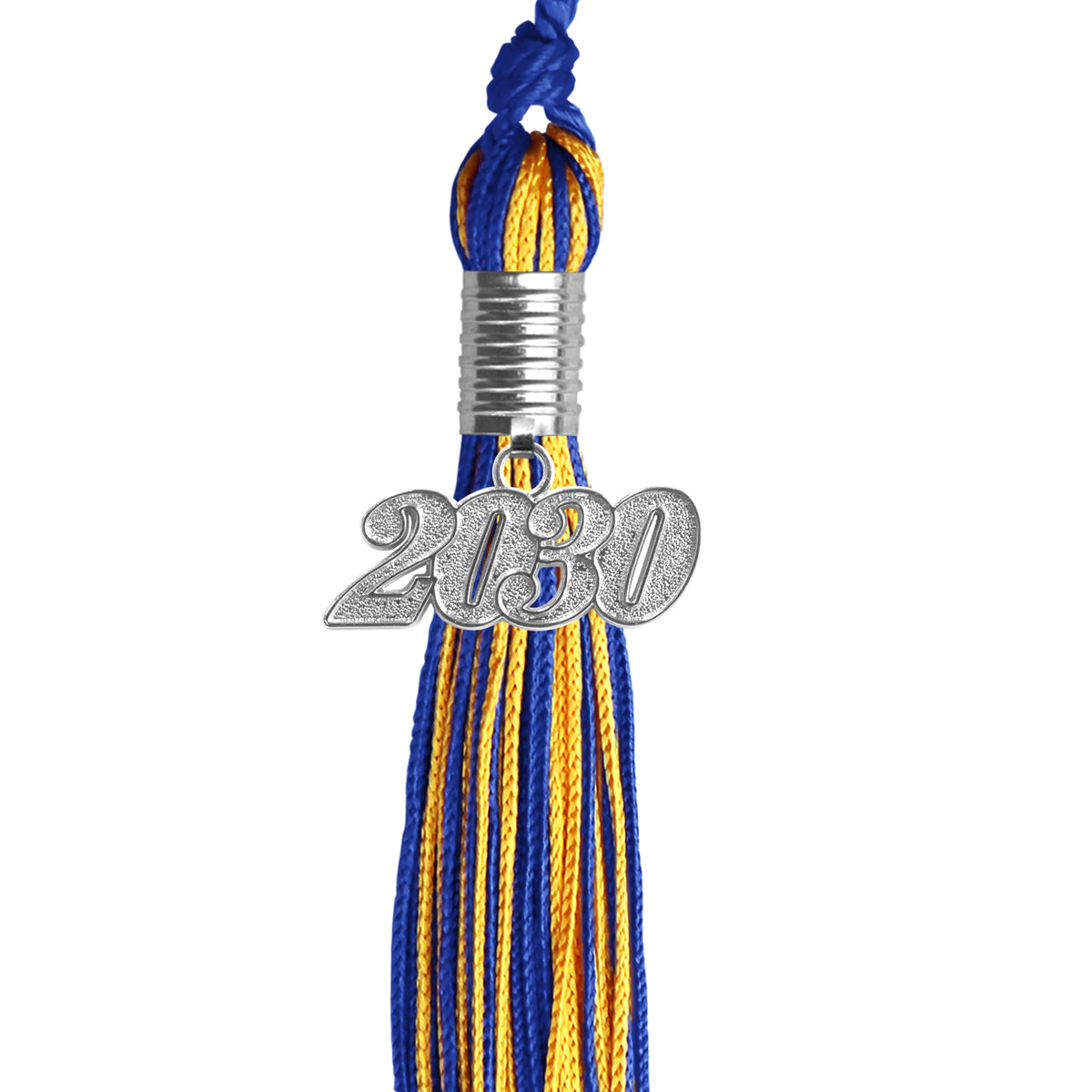 Royal Blue/Gold Mixed Color Graduation Tassel with Silver Date Drop by Wholesale Grad Supply