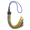 Royal Blue/Gold Mixed Color Graduation Tassel with Black Bling Charm by Wholesale Grad Supply