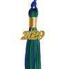Royal Blue/Green Mixed Color Graduation Tassel with Gold Date Drop by Wholesale Grad Supply