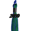 Royal Blue/Green Mixed Color Graduation Tassel with Black Date Drop by Wholesale Grad Supply