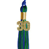 Royal Blue/Green Mixed Color Graduation Tassel with Gold Bling Charm by Wholesale Grad Supply