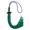 Royal Blue/Green Mixed Color Graduation Tassel with Black Date Drop by Wholesale Grad Supply