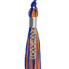 Royal Blue/Orange Mixed Color Graduation Tassel with Stacked Silver Date Drop by Wholesale Grad Supply