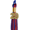 Royal Blue/Red Mixed Color Graduation Tassel with Gold Bling Charm by Wholesale Grad Supply