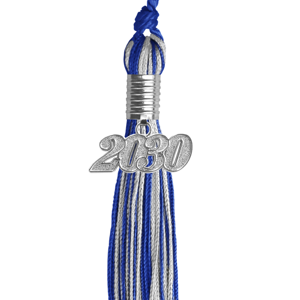 Royal Blue/Silver Mixed Color Graduation Tassel with Silver Date Drop by Wholesale Grad Supply