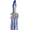 Royal Blue/White Mixed Color Graduation Tassel with Silver Bling Charm by Wholesale Grad Supply