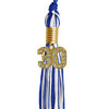 Royal Blue/White Mixed Color Graduation Tassel with Gold Bling Charm by Wholesale Grad Supply