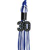 Royal Blue/White Mixed Color Graduation Tassel with Black Bling Charm by Wholesale Grad Supply