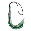 Black/Green/White Mixed Color Graduation Tassel with Silver Stacked Date Drop by Wholesale Grad Supply