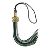Black/Hunter Green/White Mixed Color Graduation Tassel with Gold Bling Charm by Wholesale Grad Supply